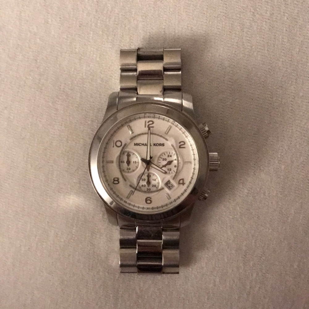 silver big face michael kors watch